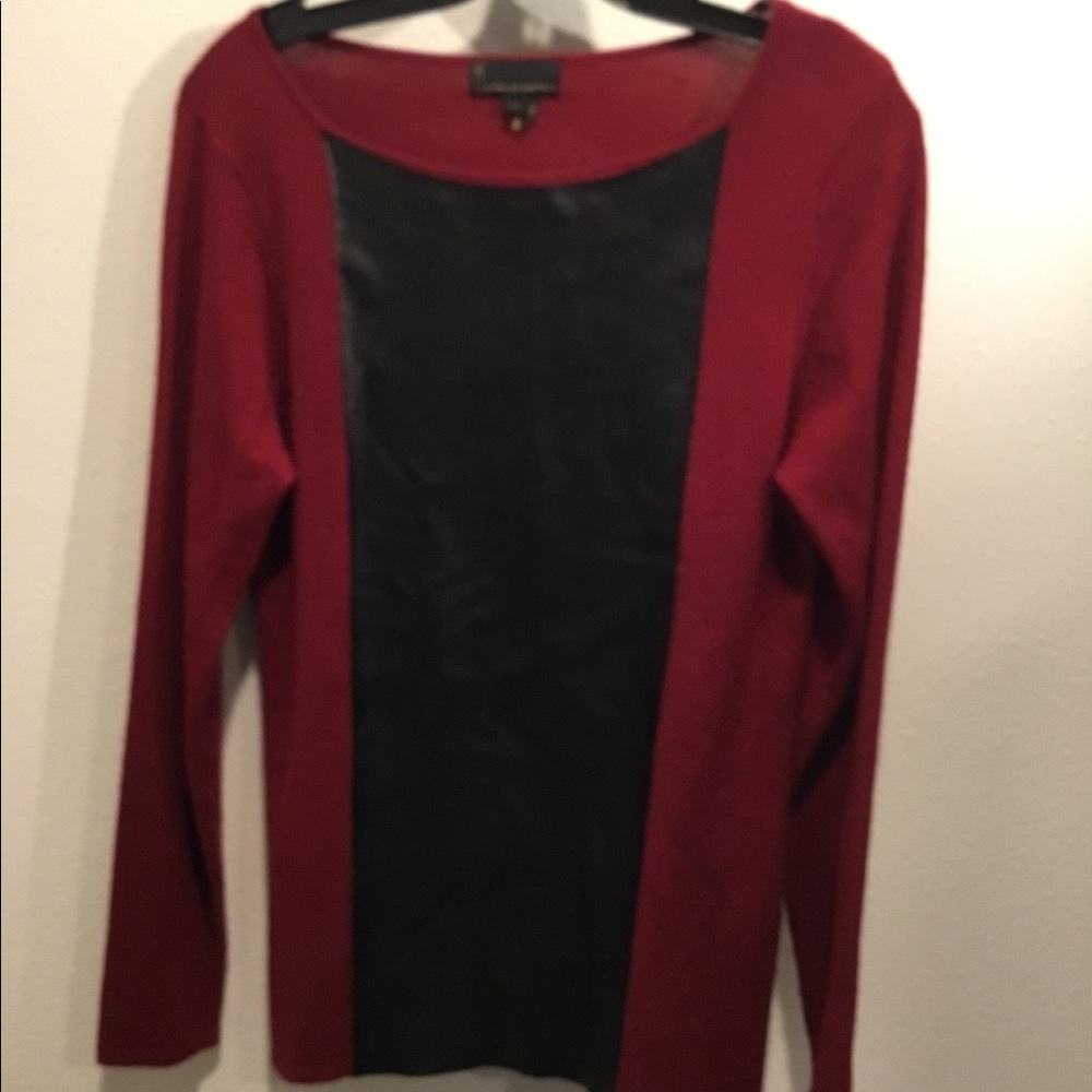 Leather front sweater